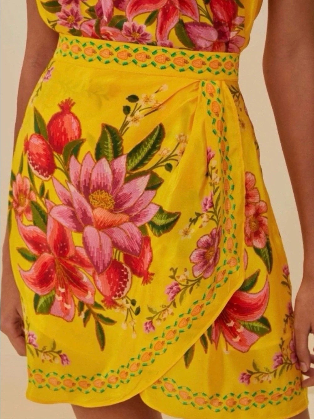 FARM Rio SUMMER FRUIT SCARF YELLOW WRAP SKIRT